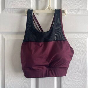 Asics Women's Kate Strappy Bra Large Black and Burgundy Color NWT